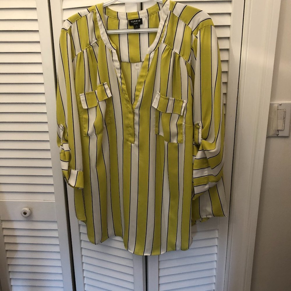 Torrid Harper yellow and white striped tunic, XXL
